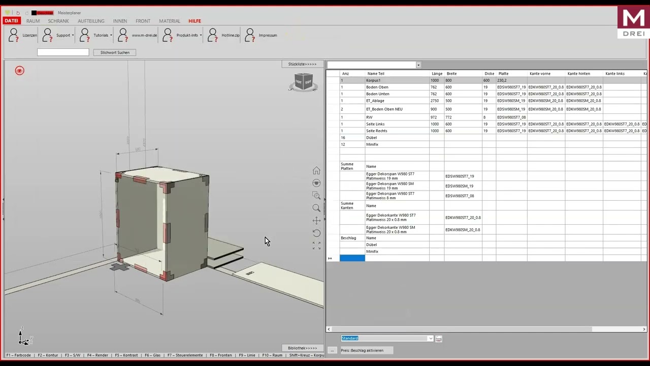 Einzelteile und die St&uuml;ckliste