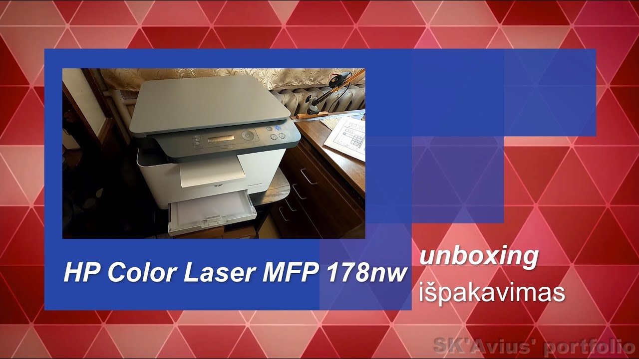 HP Color Laser MFP 178nw printer/scanner/copier unboxing - i&scaron;pakavimas