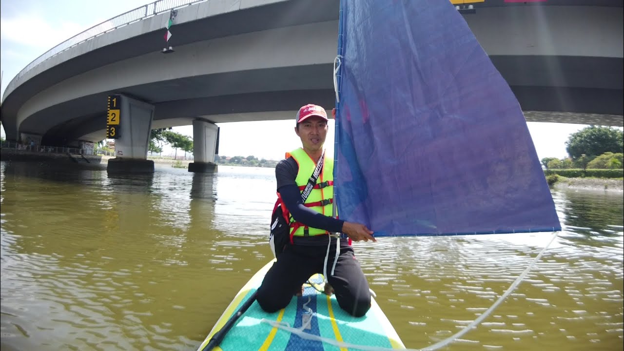 Test the homemade sail for SUP in a windless day. Osmo Pocket + Wide angel lens Ulanzi OP-5.
