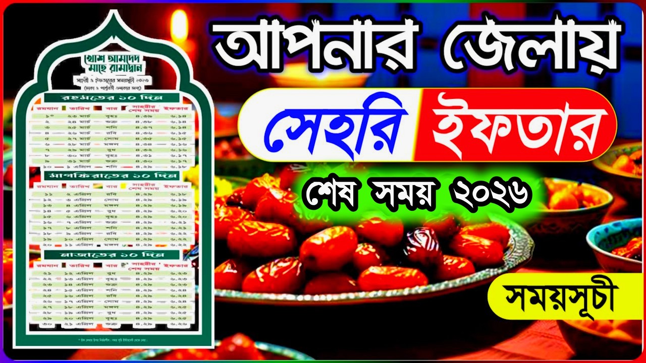 সেহেরির শেষ সময় কখন 2026 ইফতারের সময় সুচি - সেহরি ও ইফতারের সময় &bull; Ramadan sehori O lifter shomoy