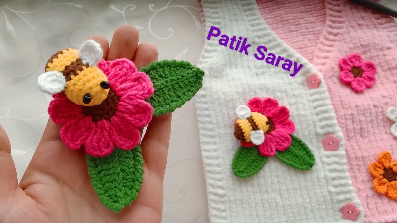 ✨Minik ARI,ÇİÇEK Ve YAPRAK Yapımı✨Tığişi örgü arı figür yapımı ve örgü çiçek,yaprak yapımı ✅
