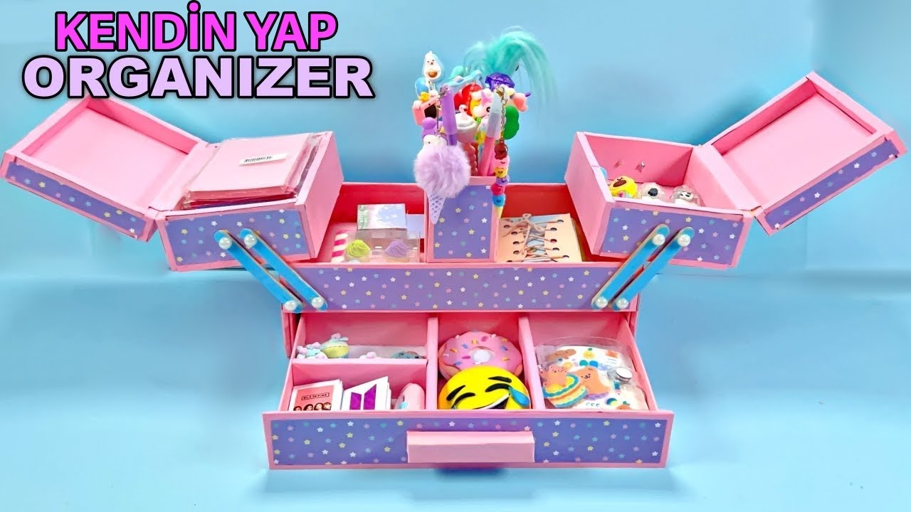 KENDİN YAP ORGANİZER - YANA AÇILABİLEN MASA ORGANİZERİ - Ayakkabı Kutusundan Harika Dönüşüm