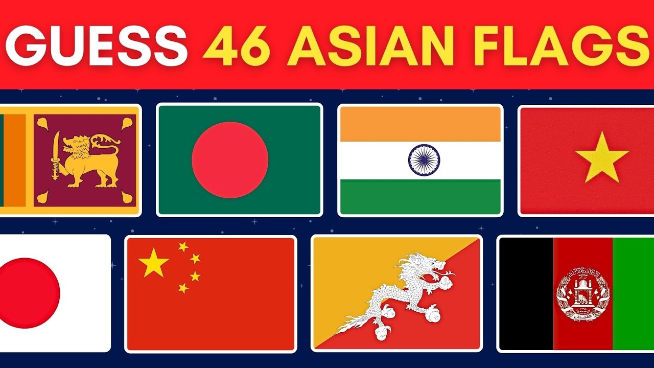 Guess the 46 FLAGS of ASIA | Guess COUNTRY by Flag Quiz 🚩