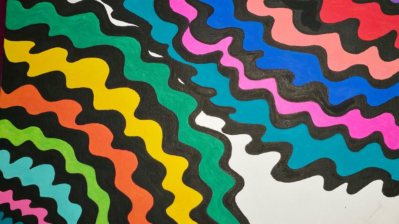 Drawing Rainbow Squiggles with Acrylic Markers on Canvas Board ✨️ Color with Me