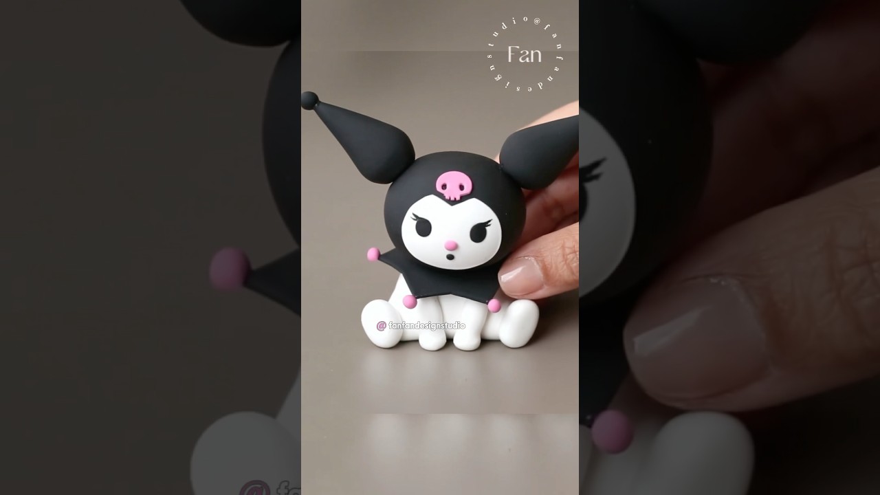 how to make a cute kuromi figure with polymer clay air dry clay craft art or Fondant tutorial crafts