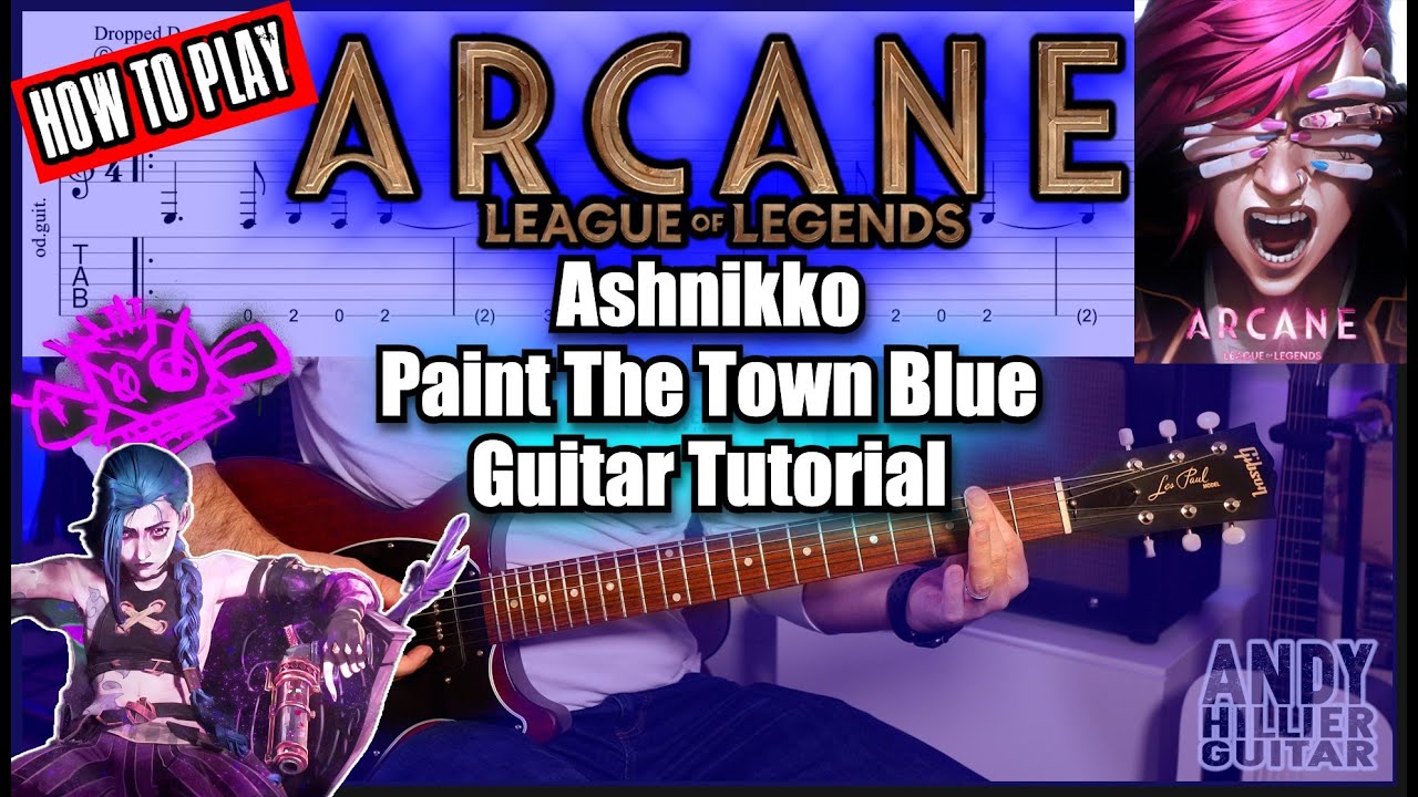 Ashnikko Paint The Town Blue Guitar Tutorial (from Arcane Season 2)