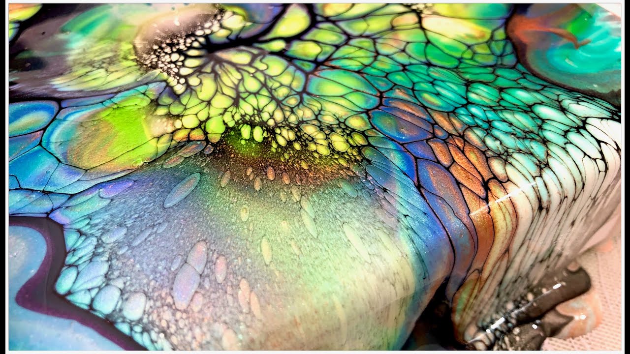 #241 Acrylic pouring Bloom technique fluid art. ColourArte Primary Elements pigments polypour