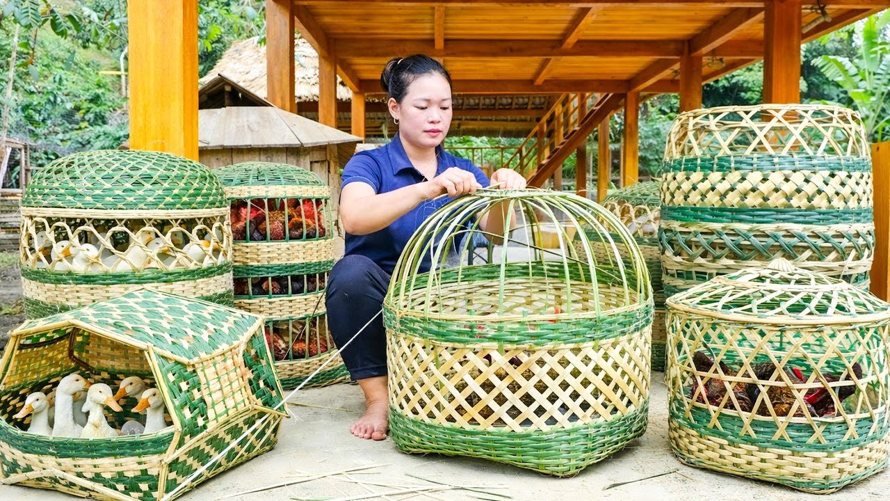 How to Weave Bamboo Baskets to Harvesting Chickens to Sell - Rural Life | Trieu Mai Huong