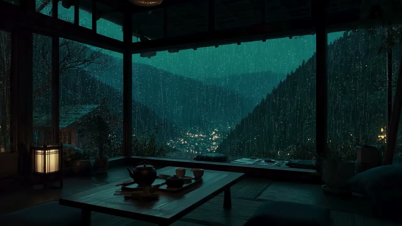 Soft Steady Rain Outside Cozy Cabin 🌙 Perfect Background for Deep Healing Sleep