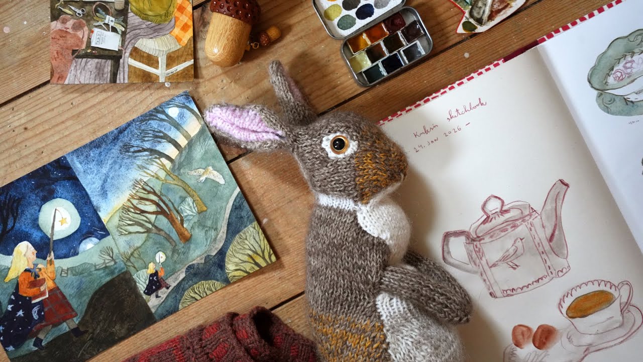 Sketchbooks, Sweater & a Wild Rabbit 🐇 | A Cosy February Studio Vlog