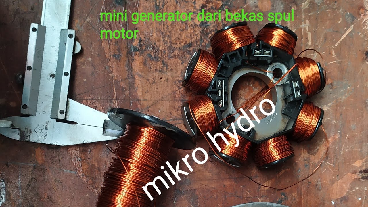 PERCOBAAN MEMBUAT MINI GENERATOR DARI BEKAS SPUL MEGAPRO UNTUK PLTMH / MIKRO HYDRO