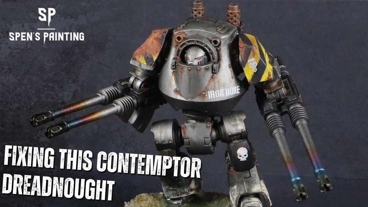 How to Paint: Iron Warriors Contemptor Dreadnought and fix big painting mistakes!