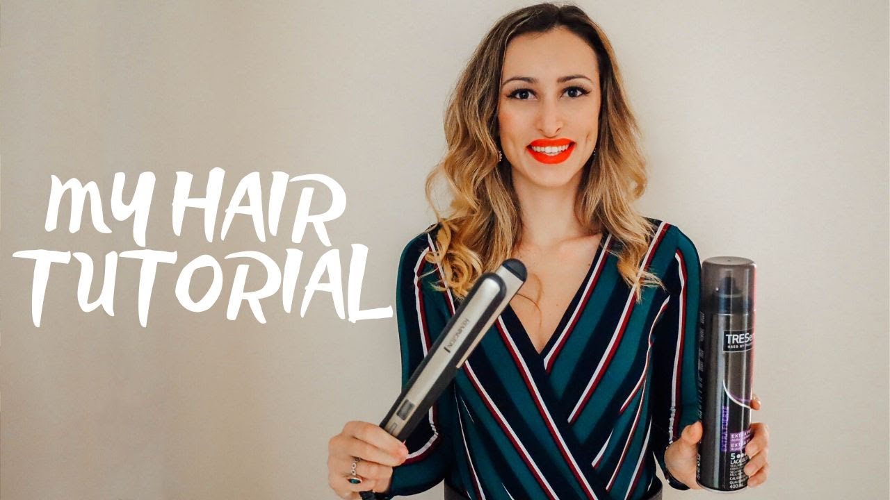 My Hair Tutorial - Curling Hair with Straightener and all the Products I Use