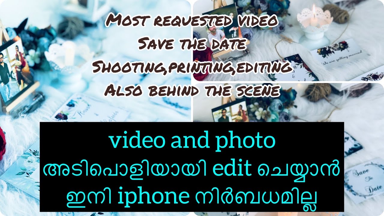How to make save the date invitation card using mobile phone/how to edit photos and videos malayalam