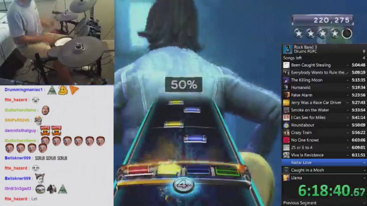 Rock Band 3 Expert Drums - Full Game 100% FC SPEEDRUN in 6:43:08 (WR)