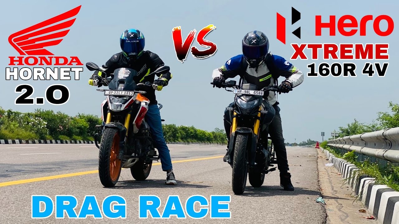new hero xtreme 160r 4v e20 bs7 vs honda hornet 2.0 bs6 [ drag race ]
