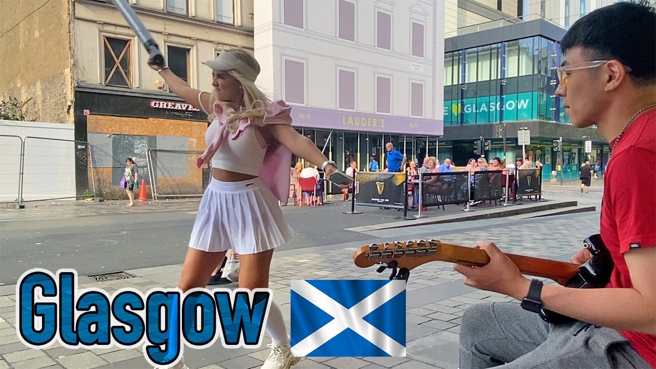 Busking in Glasgow / 2022 / Scotland / Jimi Hendrix / street musician / uk / 日本人ギタリスト / 4K /