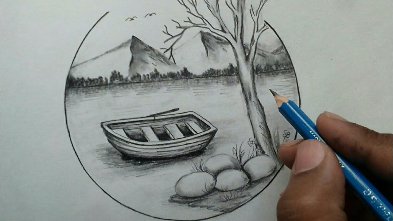 How to drawing scenery of nature step by step / daily challenge / 28 /