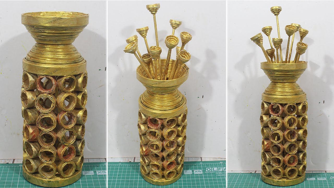 How to make flower vase with Newspaper | Creative idea