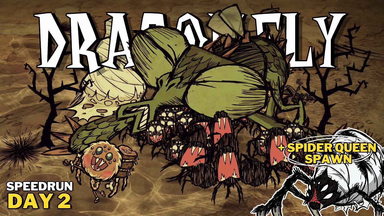 HOW TO KILL DRAGONFLY ON DAY 2 WITH WEBBER AND SPAWN THE SPIDER QUEEN - Don't Starve | DST