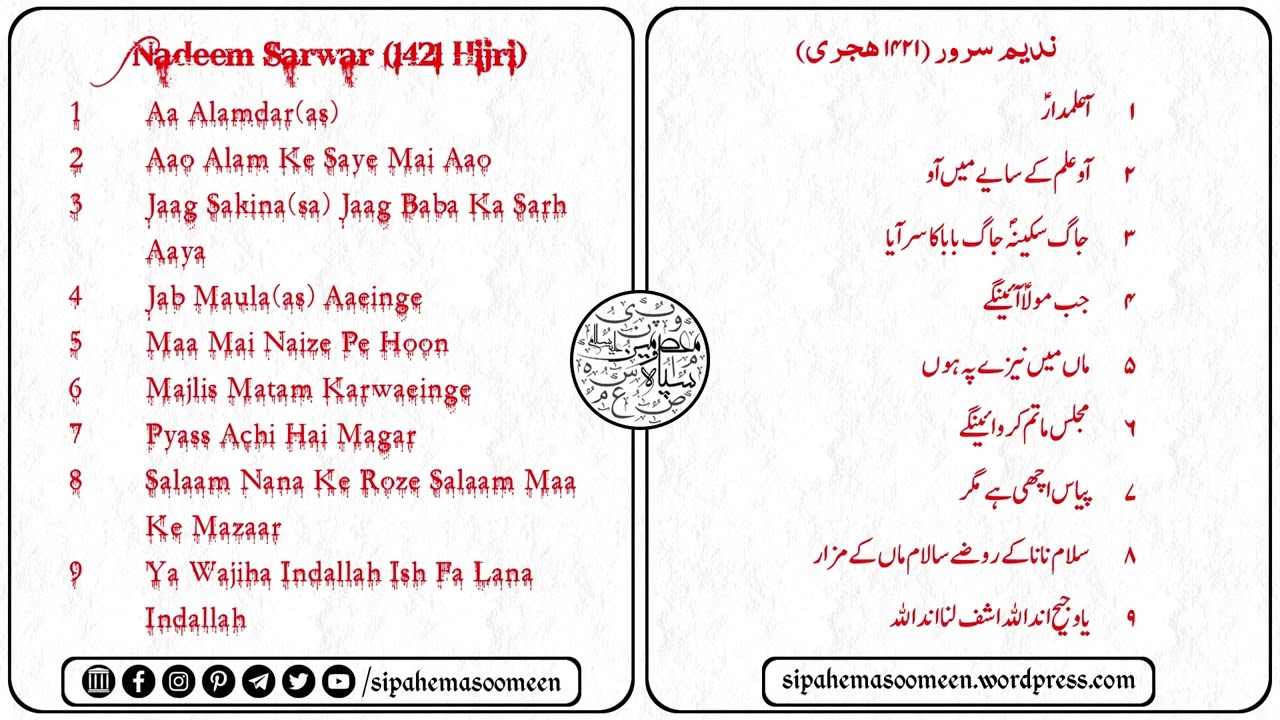 Nadeem Sarwar | Nauhay | 1421 Hijri (ندیم سرور | نوحے | ۱۴۲۱ ھجری)