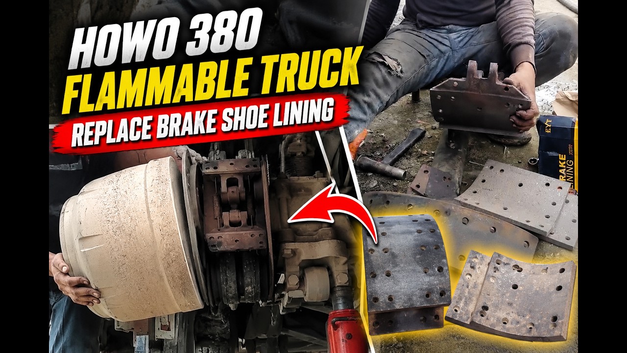 HOWO 380 flammable truck Replace Brake shoe lining Damage #yearofyou#shortvideo