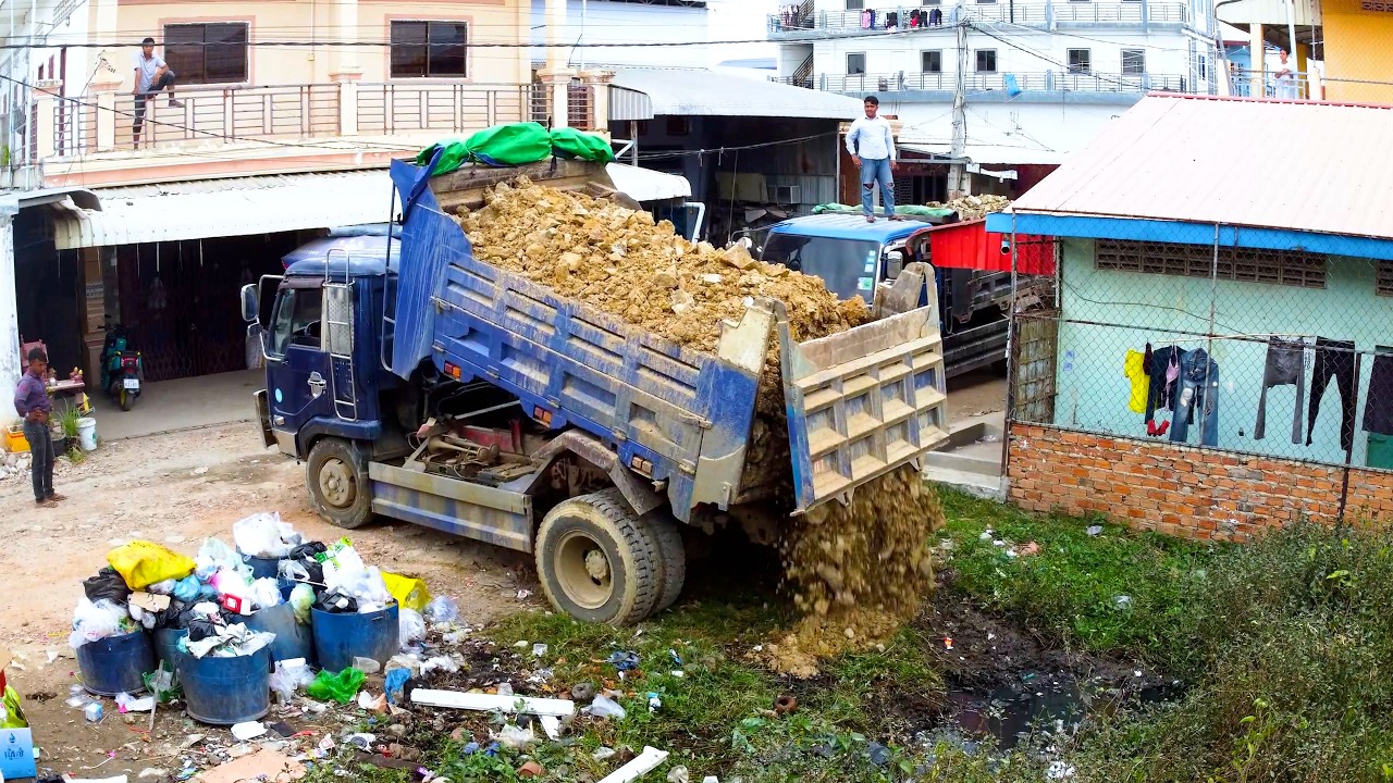 Wow! So Good Start Mage Erase Landfill Entire Lake Area​ John Fill Dozer Partner​ Group 5ton Trucks