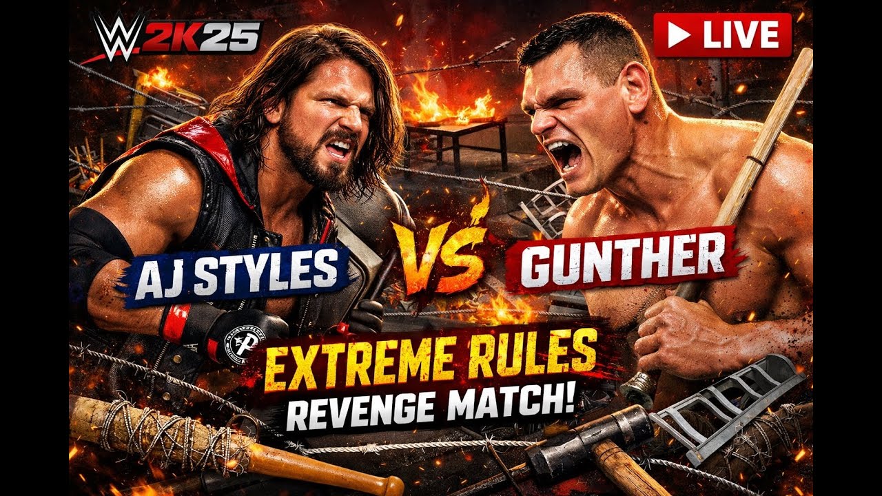 AJ Styles vs Gunther | EXTREME REVENGE | WWE 2K25