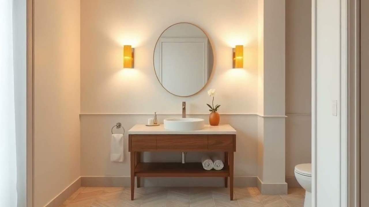 Discover the Harmony of Geometric Elegance in a Japanese-Inspired Powder Room