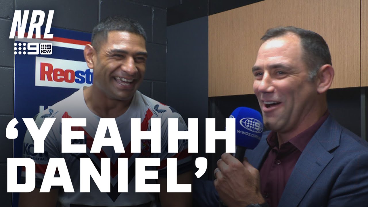 Daniel Tupou's interview is interrupted: In the Sheds | NRL on Nine