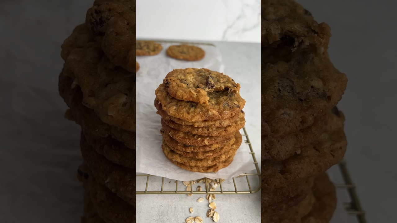How to make oatmeal raisin cookies thin and chewy! The easiest cookie ever! #cookies #baking