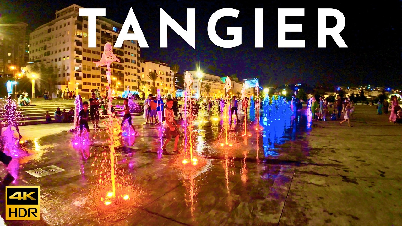 TANGIER Morocco Night Walk - Tangier Nightlife | TANGIER Walking Tour MOROCCO 4K HDR