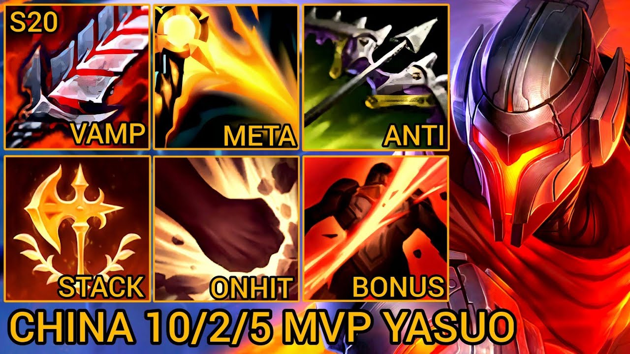 Yasuo Mid Lane MVP Rating A 10/2/5 - China Wild Rift New Meta Build & Runes By Tiarty