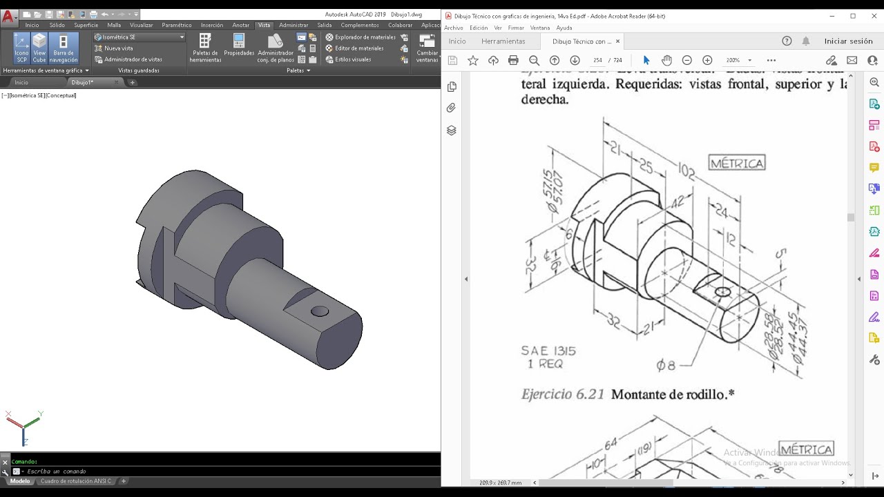 MONTANTE de rodillo en AutoCAD 2019