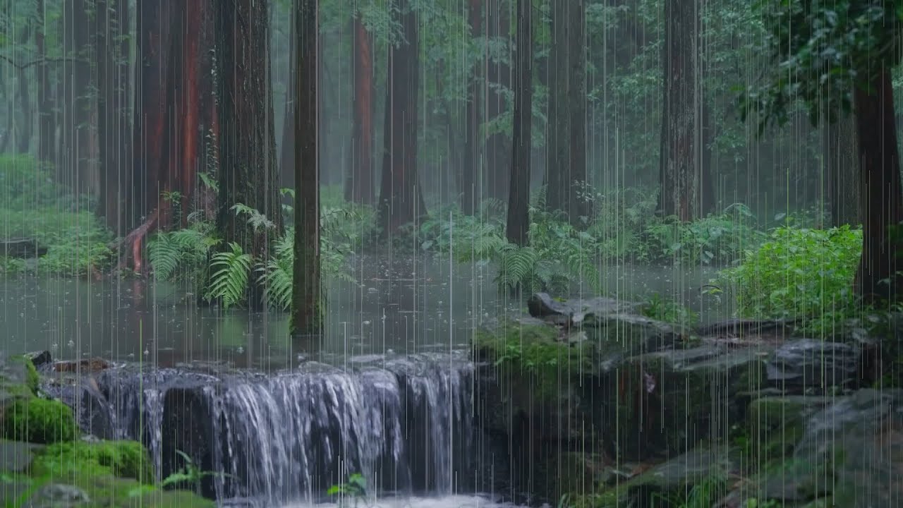 The streams and rain in the valley(57), sleep, relax, meditate, ASMR, Real Shot