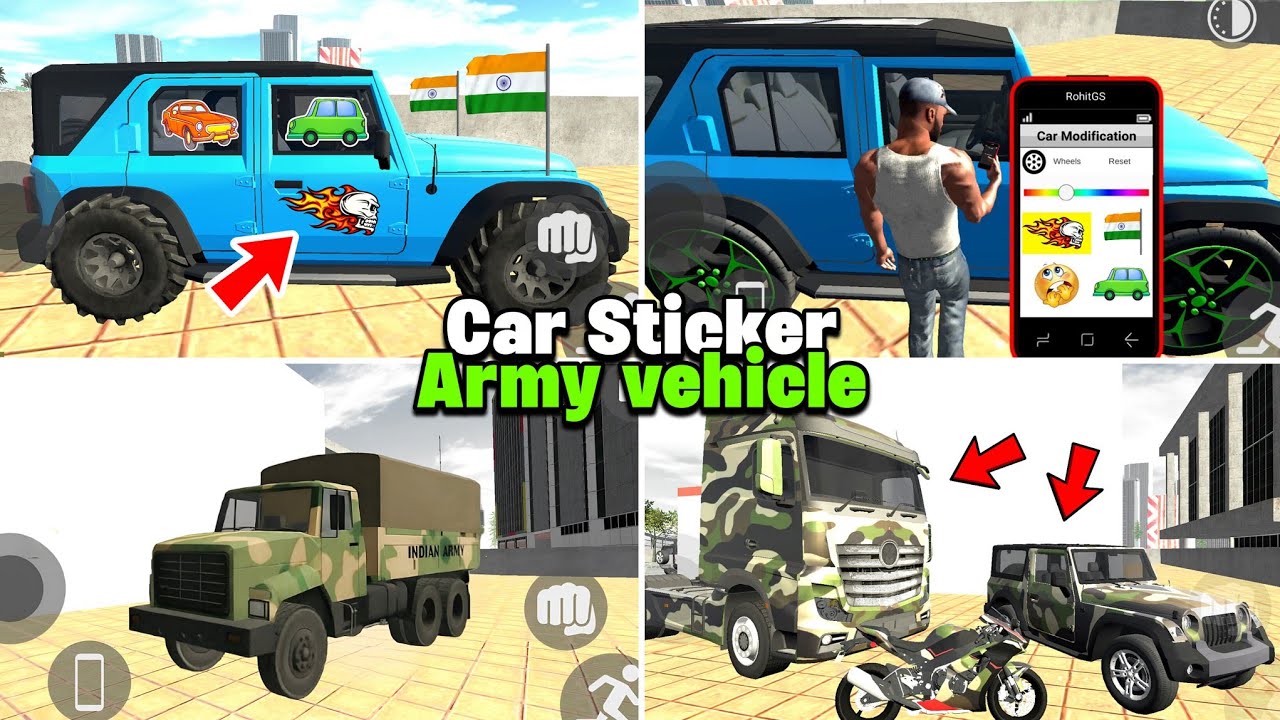Indian Bike Driving 3D Car Sticker Cheat Code | Indian Bike Driving 3D Army Vehicles Cheat Code 