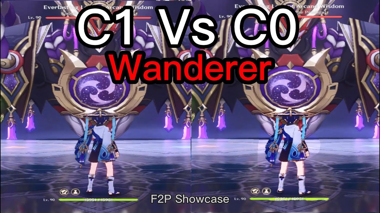 C0 Vs C1 Wanderer Damage Comparison || F2P Showcase