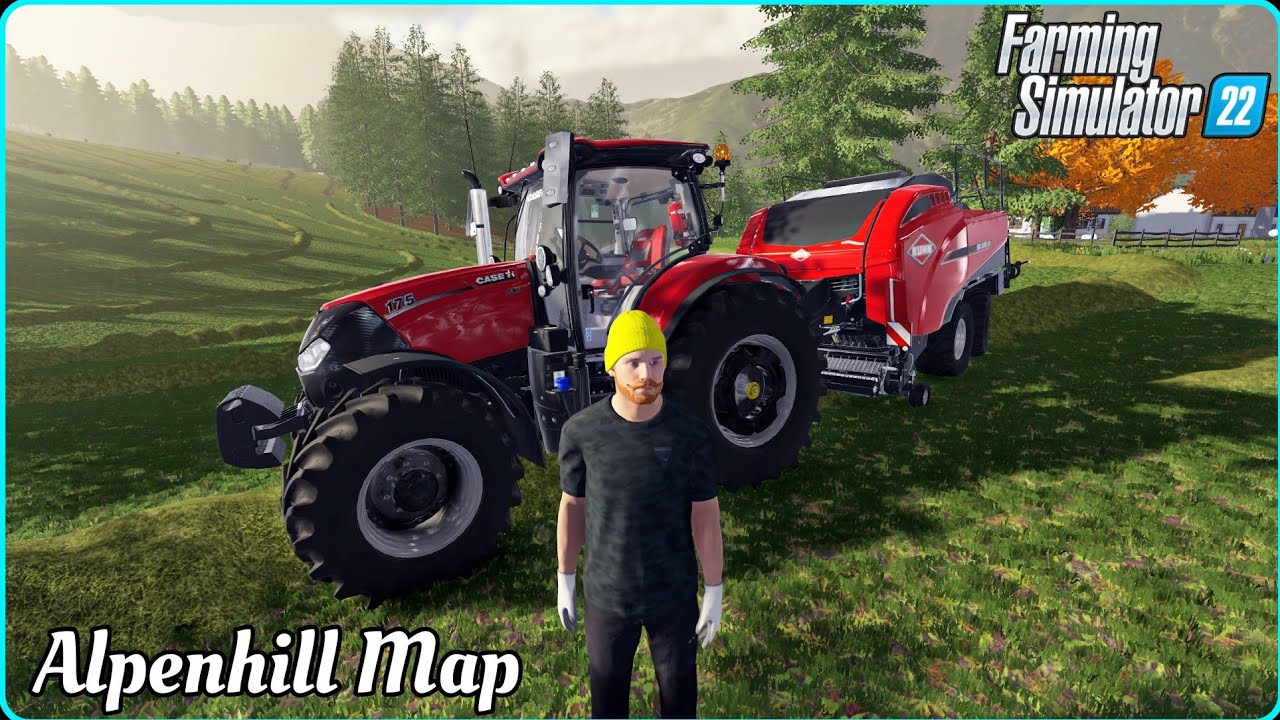 Dik yamaçlı tarlalarda traktörleri zorlayan baştan sona çim hasadı FS22 Alpenhill Map / @55_ragnar