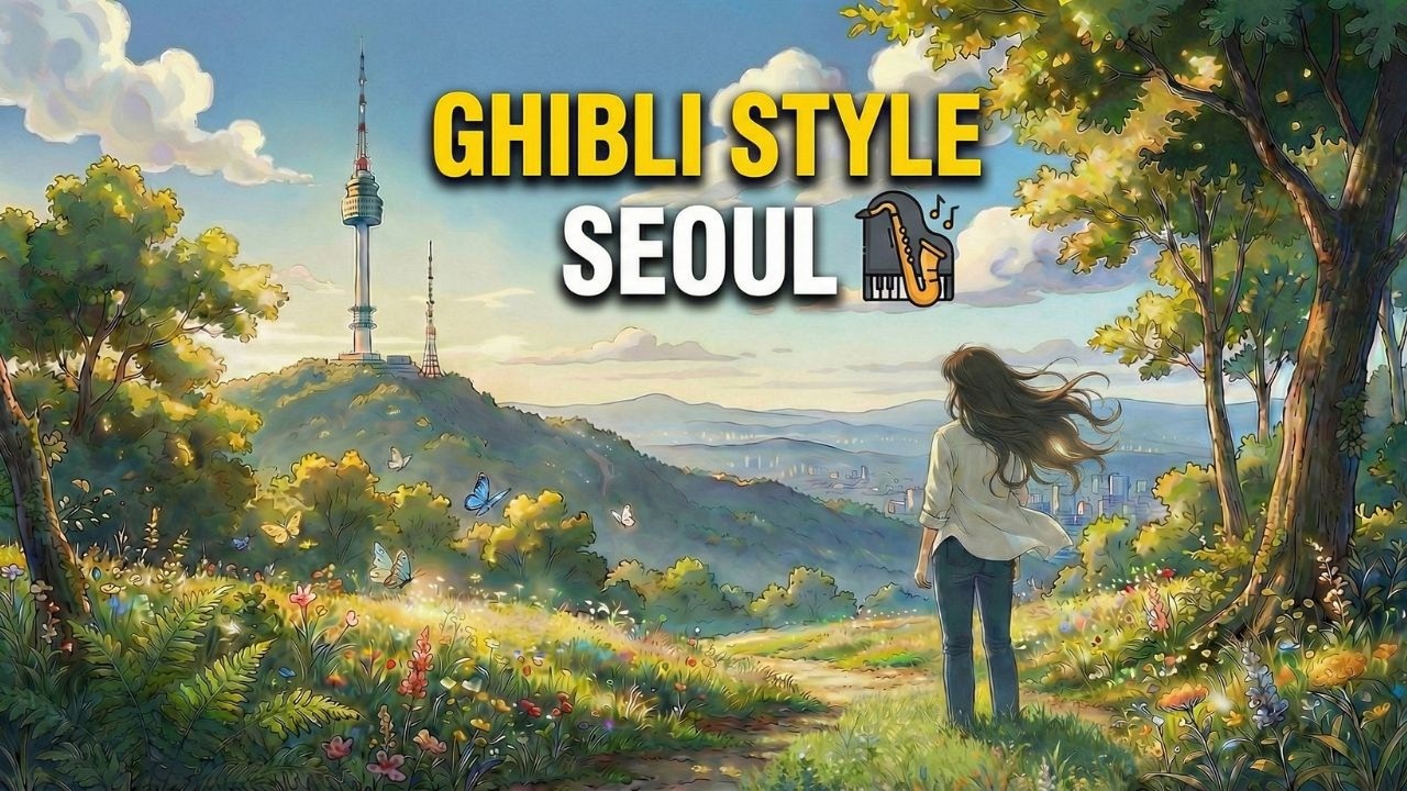[Playlist] 지브리 감성 재즈 피아노 BGM 1시간 4K UHDㅣGhibli Style, Jazz Trioㅣ서울 남산:하늘과 맞닿은 시간의 기록
