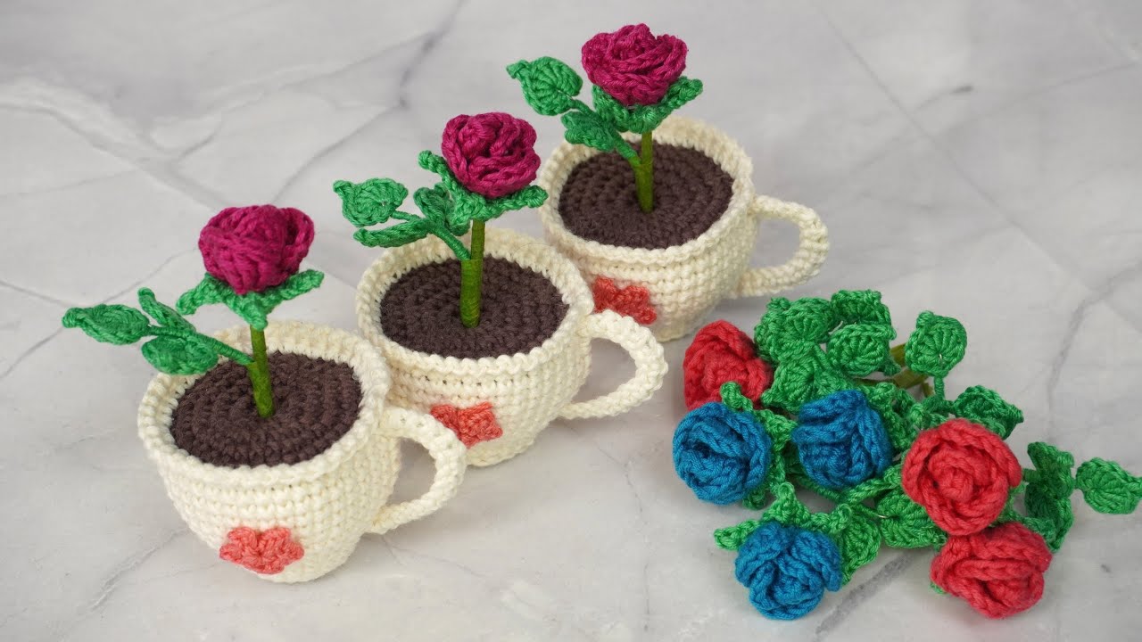 ROSA PEQUEÑAS TEJIDAS A CROCHET, FACILES DE HACER