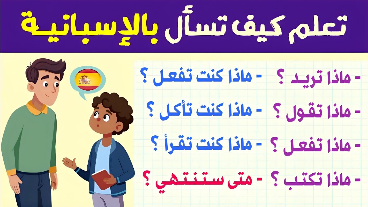 تـعـلـم اللغـة الإسبـانيـة بسهولة و بسرعة 🇪🇸 أسئلـة مهمة جدا تحتاجها في المحادثة اليومية - مراجعــة