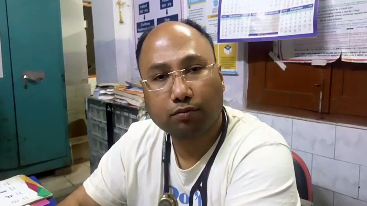 Firefighter Rajesh Debbarma sustained serious injuries in a motorcycle accident in Dewan bazaar area