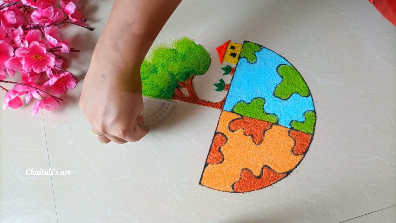world environment day rangoli | पर्यावरण दीन रांगोळी | save the earth rangoli | rangoli on pollution