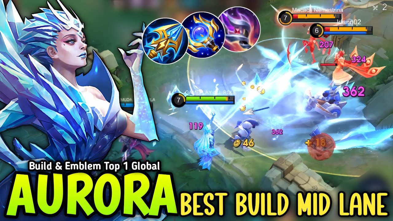 WTF DAMAGE!! AURORA BEST 1 SHOT BUILD FOR MID LANE AMAZING 😱 - BUILD TOP 1 GLOBAL AURORA