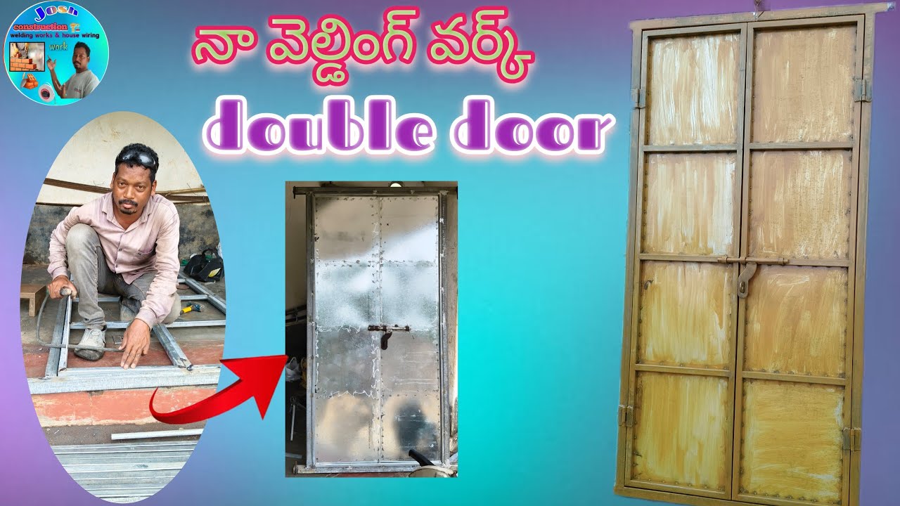 Duble door making||with Zinc sqwer pipe welding works||josh construction work Telugu||