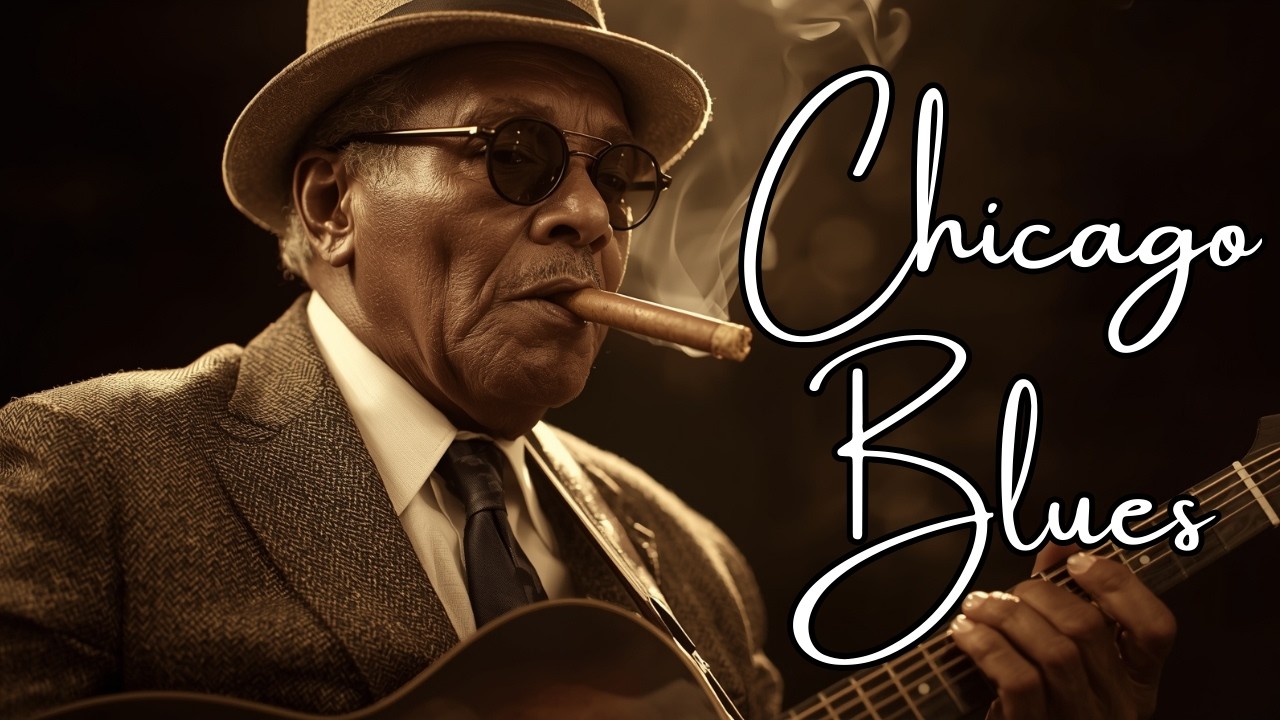 Whiskey Blues  Rainy Chicago Night – Slow Electric Guitar Blues | Smoky Guitar #bluesmusic