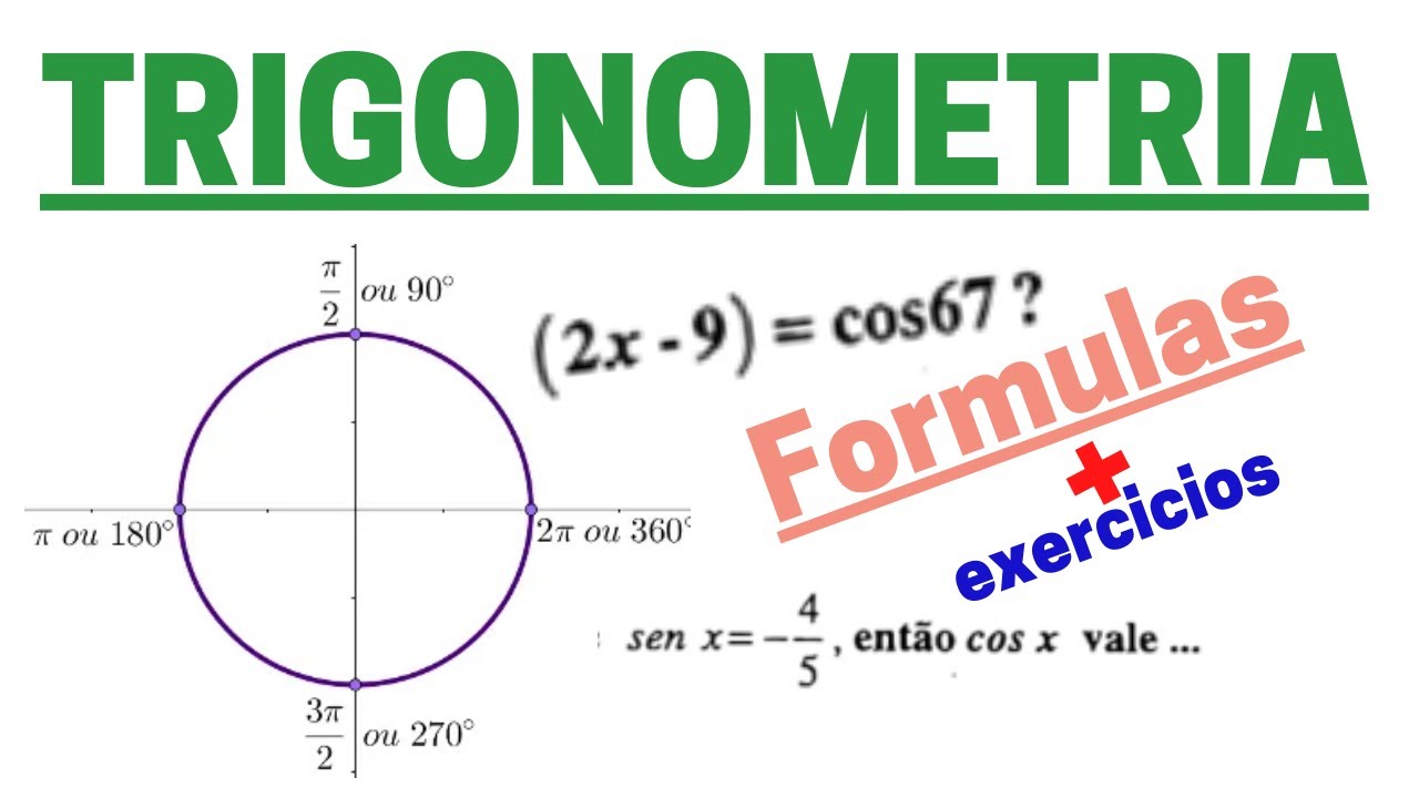 TRIGONOMETRIA: formulas fundamentais da trigonometria, Resolução de Exercícios .