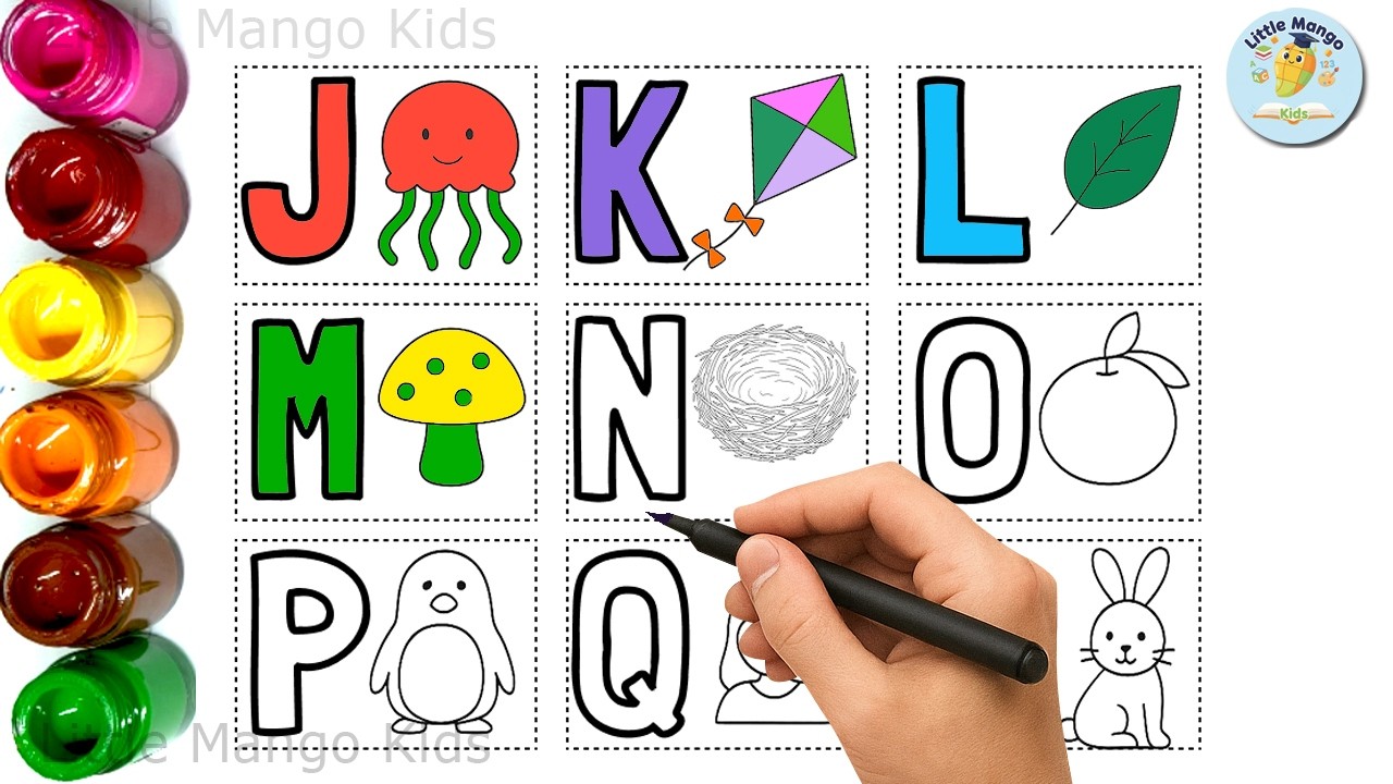 Learn ABC Alphabets J to R 🎨 | Letter Tracing & Coloring | Nursery Preschool Learning | Part 2