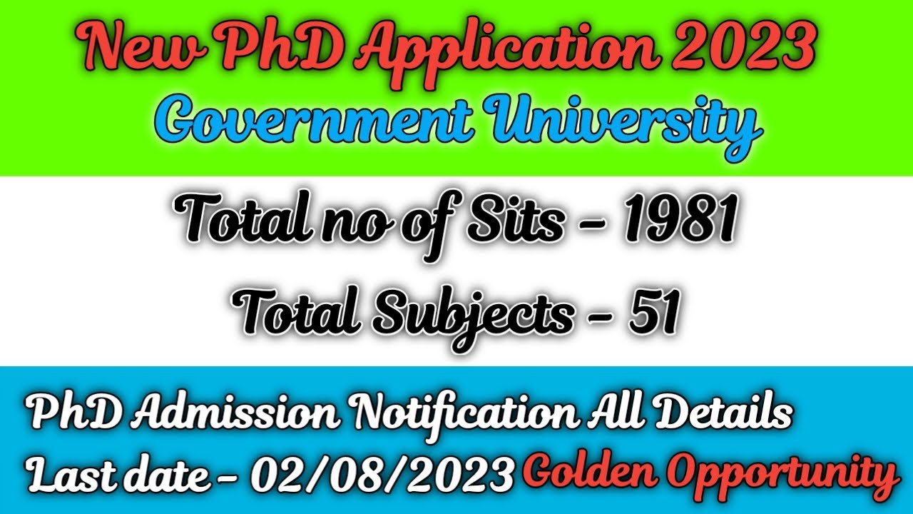 New phd admission 2023 // ongoing phd admission 2023 // Government University // New PhD Application
