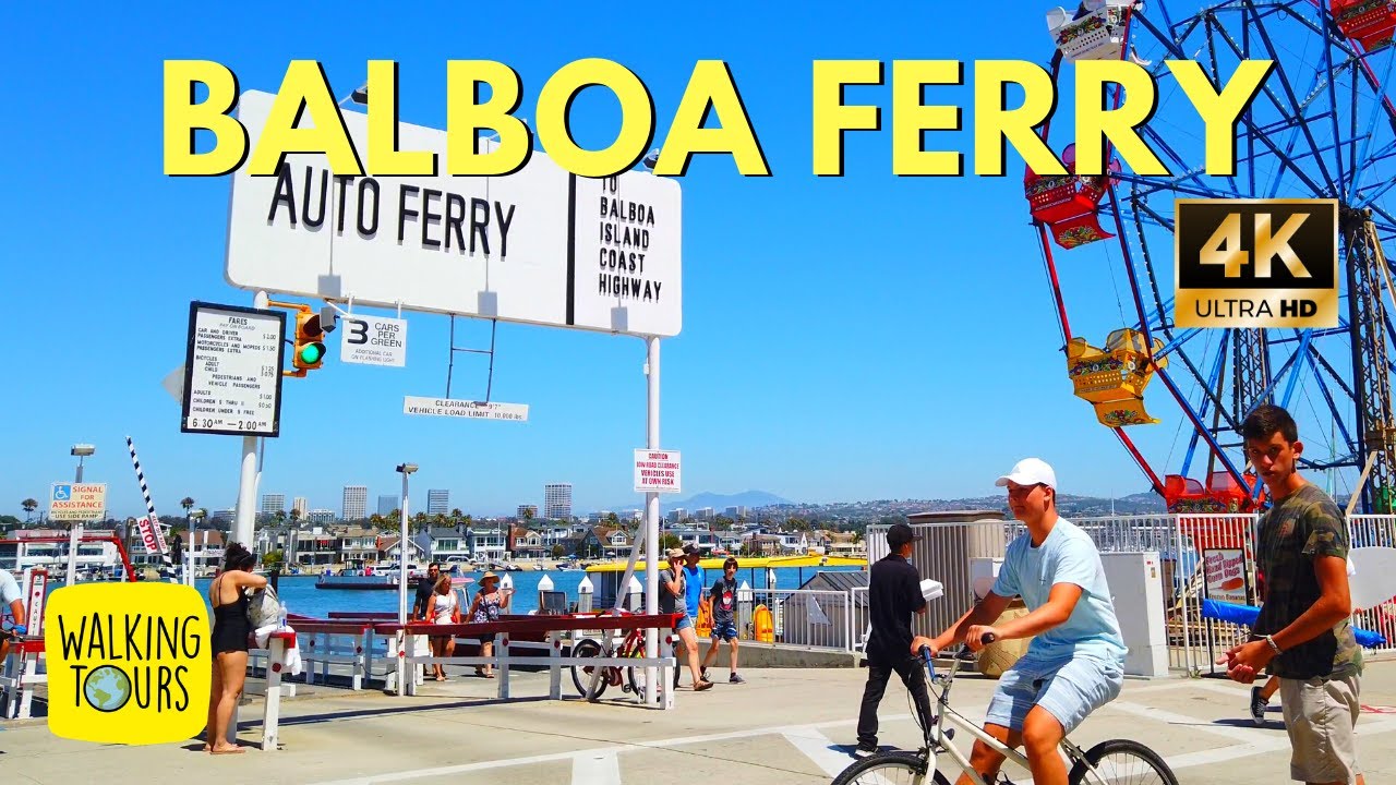 Balboa Island Ferry | Newport Beach CA | 4K Walking Tour